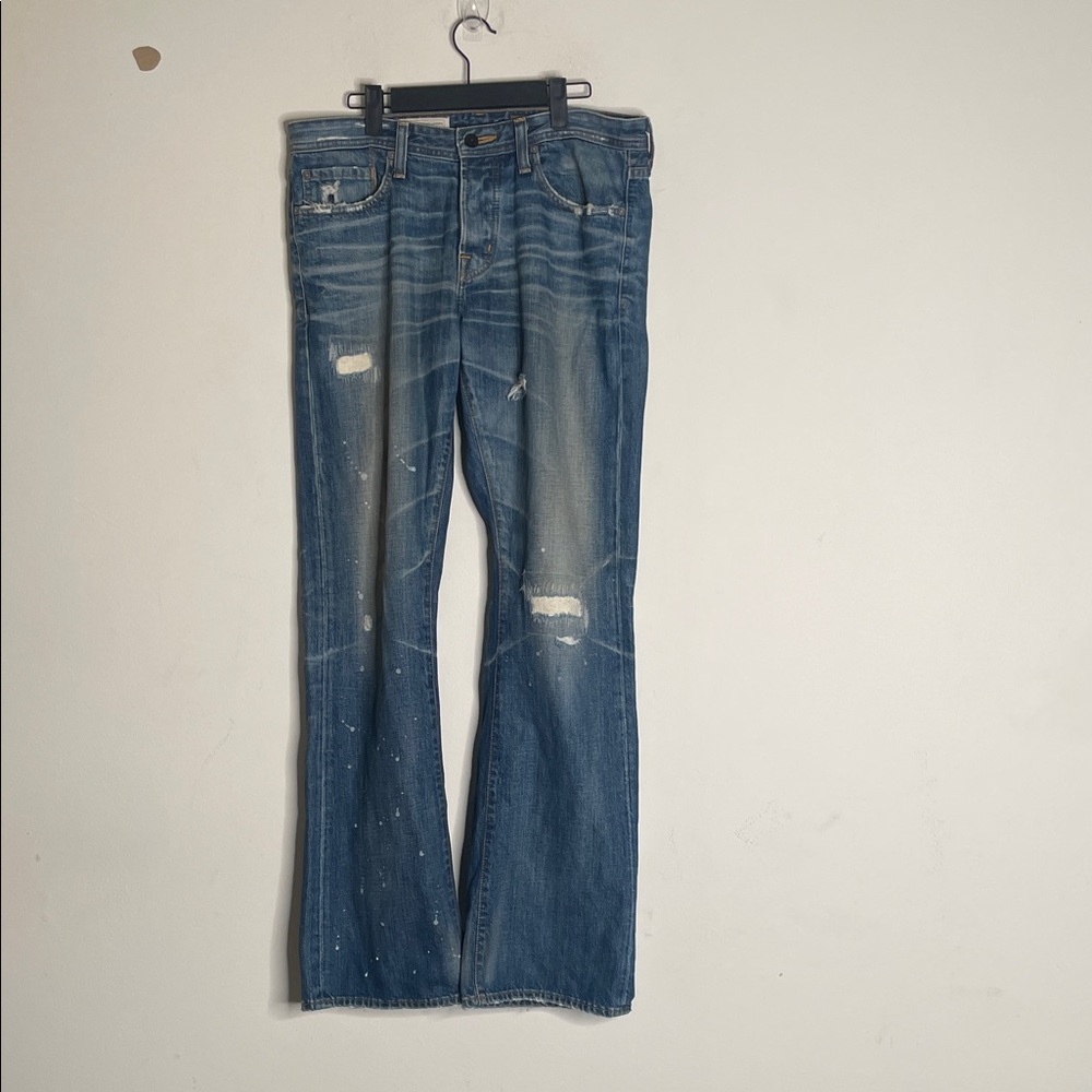 Ag Adriano Goldschmied Men's Distressed Medium Blue Bootcut Jeans